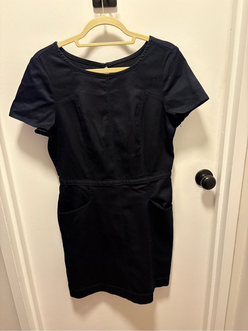 GAP Navy Short-Sleeve Ponte Sheath Dress